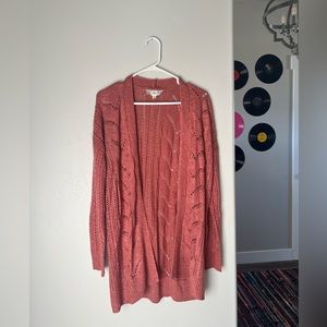 Pink Republic, terra-cotta colored cardigan